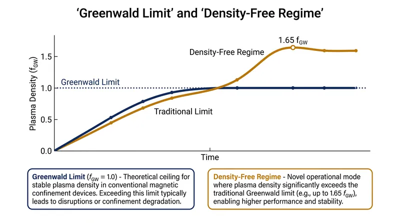 The EAST reactor successfully pushed plasma density to 1.65 times the historical Greenwald limit.