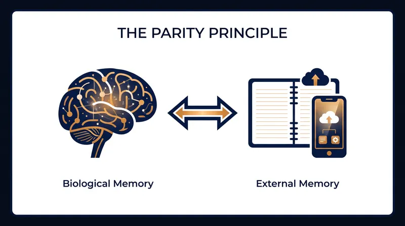 The parity principle argues that if an external tool performs a function we would consider cognitive if it happened in the head, it is part of the mind.