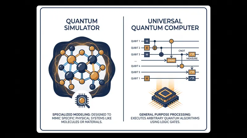 Quantum simulators are purpose-built to model complex physics, offering near-term utility before universal quantum computers arrive.