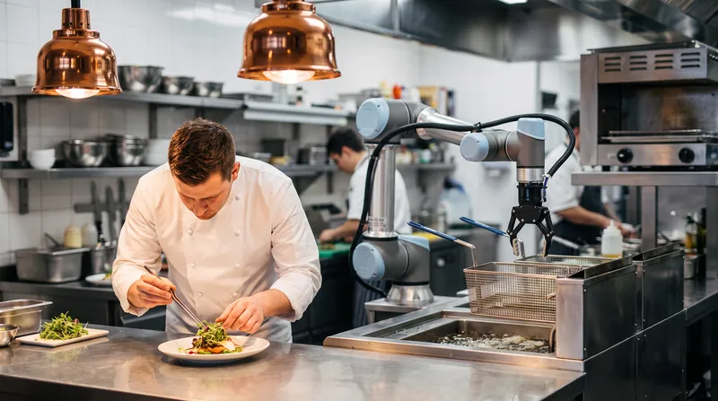 The future of the commercial kitchen relies on collaborative robotics, where machines handle volume and humans manage quality.