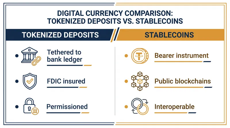 The structural difference between tokenized deposits and true stablecoins.