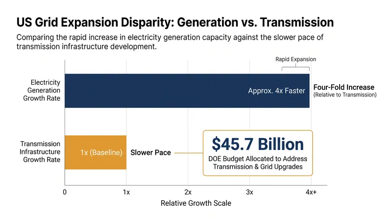 Electricity generation is currently expanding at four times the rate of transmission infrastructure.