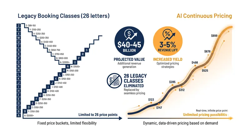 Continuous pricing eliminates the sudden fare jumps caused by legacy booking classes.