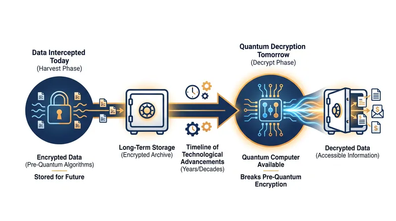 Adversaries are stockpiling encrypted data today to decrypt when quantum computing matures.