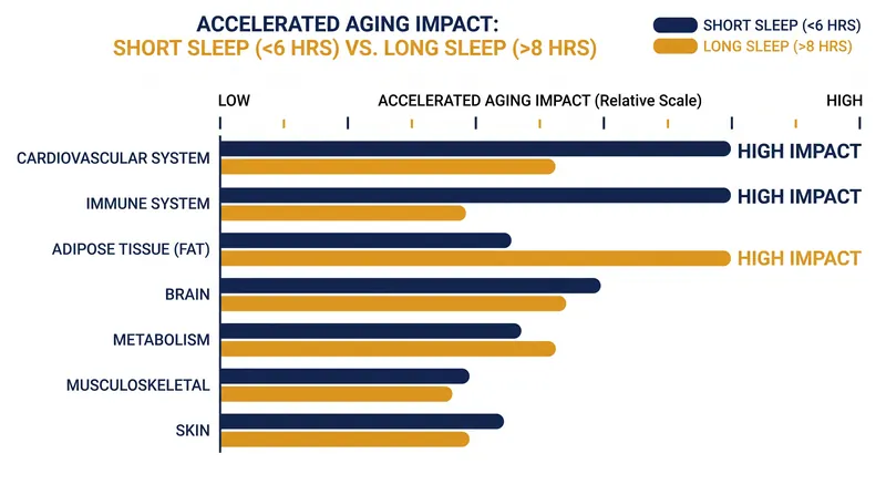 Short and long sleep accelerate aging through entirely different biological pathways.