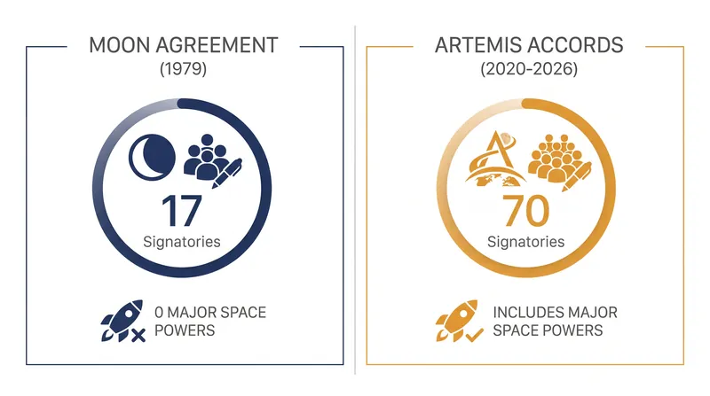 The rapid adoption of the Artemis Accords has functionally eclipsed the 1979 Moon Agreement.