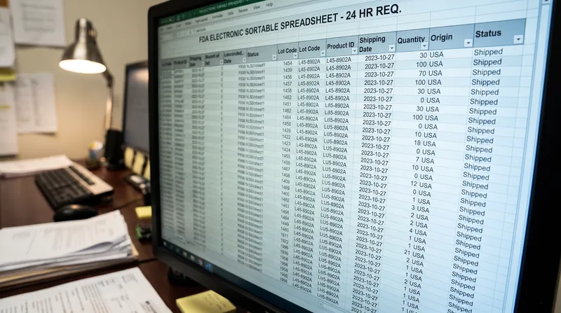 The FDA requires traceability data to be delivered in an electronic, sortable spreadsheet within 24 hours of a request.
