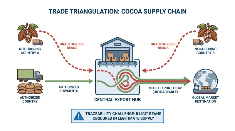 Trade triangulation obscures the true origin of agricultural exports, raising severe biosecurity risks.