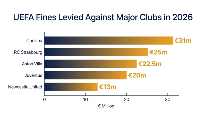 Total financial penalties (including conditional amounts) levied by UEFA's Club Financial Control Body.