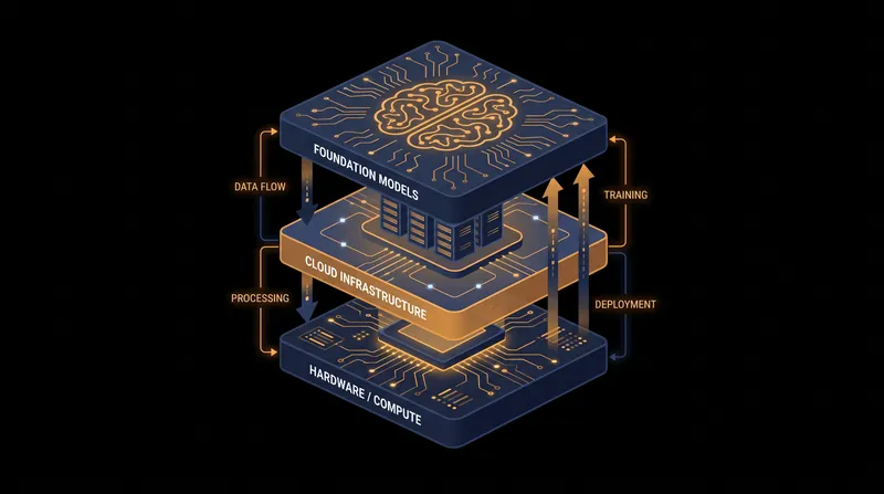 The AI supply chain is partitioned into distinct regulatory theaters, with the DOJ focusing on hardware and the FTC scrutinizing cloud-model partnerships.