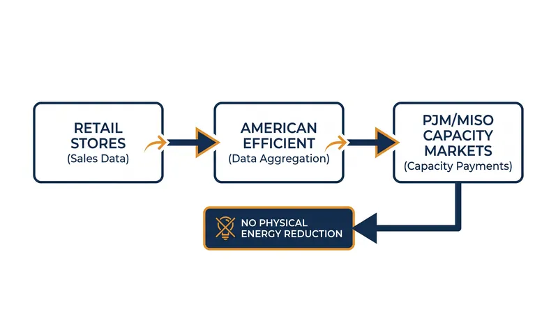 Regulators found that the company monetized basic retail sales data rather than generating physical energy reductions.