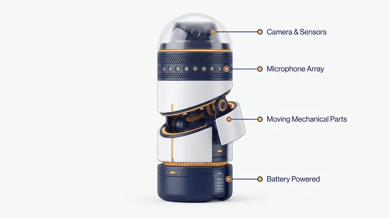 The device reportedly relies on a dense sensor suite to proactively read its environment.