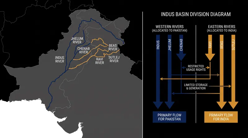 The 1960 treaty allocated the eastern rivers to India and the western rivers to Pakistan.