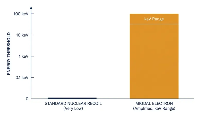 Migdal electrons carry significantly more detectable energy than the initial nuclear recoil.