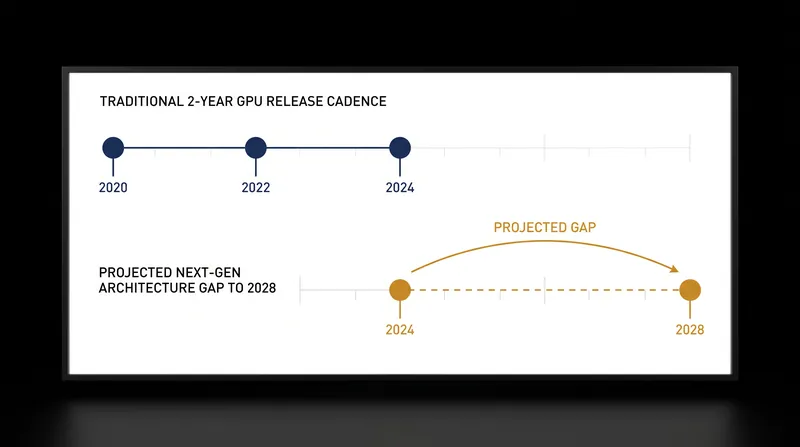 The projected 2028 launch window creates the longest gap between GPU generations in recent history.