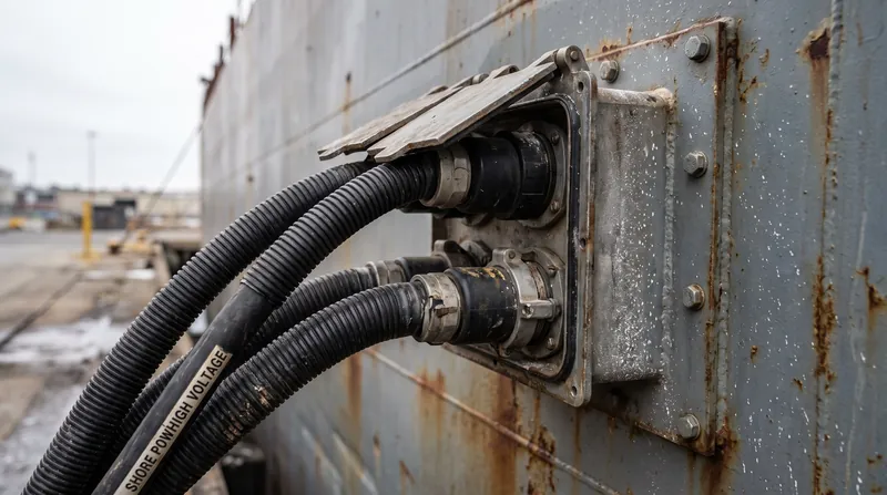 Connecting a vessel to shore power requires specialized, weather-resistant high-voltage receptacles.