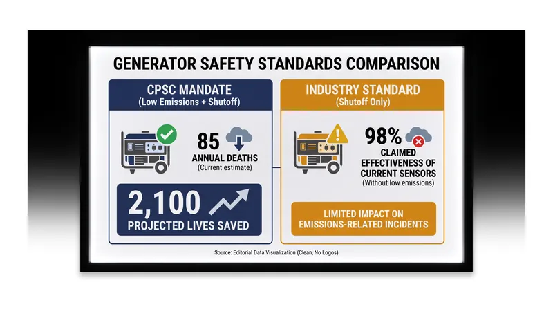 The regulatory fight centers on whether automatic shutoff sensors are enough, or if engines must also be redesigned to emit less carbon monoxide.