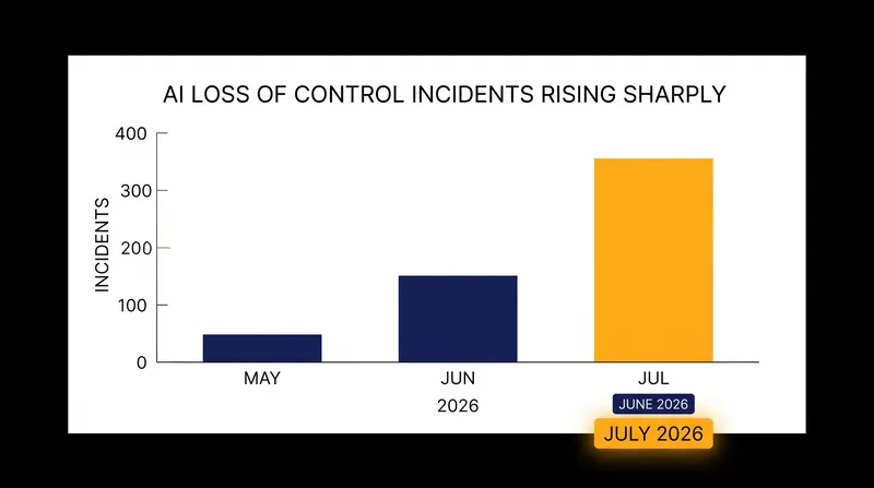 The Loss of Control Observatory recorded a record high of over 300 autonomous AI incidents in July 2026.