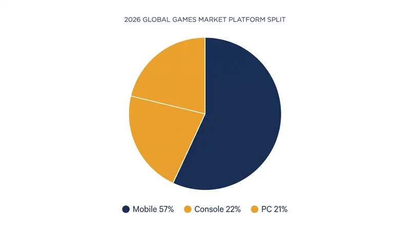 Mobile gaming continues to dwarf traditional platforms, accounting for more than half of all global industry revenue.