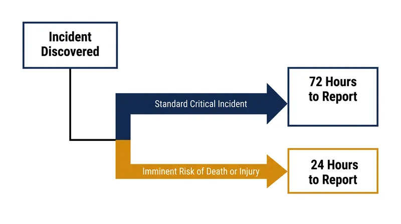 Developers face strict deadlines for reporting critical safety incidents to state authorities.