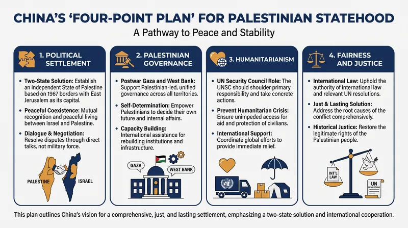 The four core principles outlined by President Xi Jinping to resolve the Palestinian-Israeli conflict.