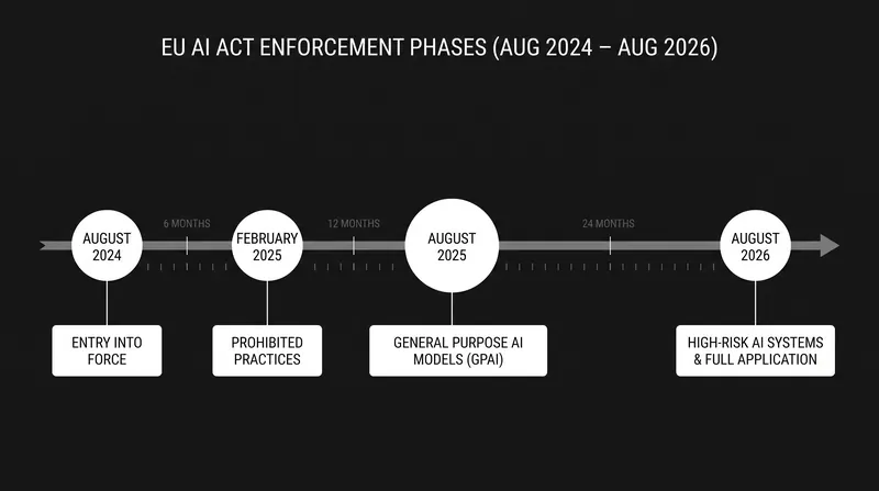 The staggered enforcement timeline gives enterprises a phased roadmap for bringing their AI systems into compliance.