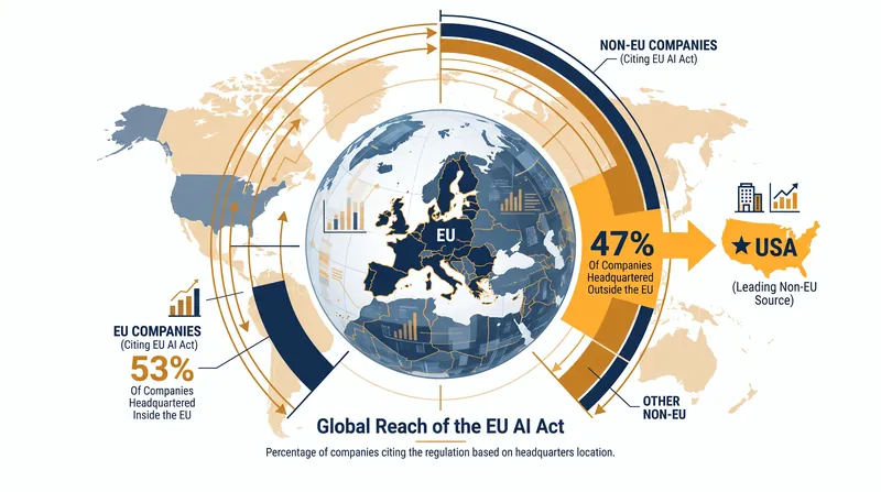 The 'Brussels Effect' in action: nearly half of the companies actively preparing for the EU AI Act are headquartered outside of Europe.