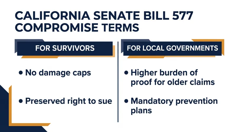 The legislative deal balances survivor rights with municipal solvency.