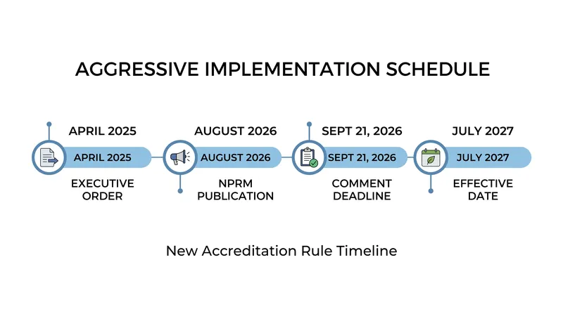 The Department of Education is targeting a July 2027 effective date for the sweeping changes.