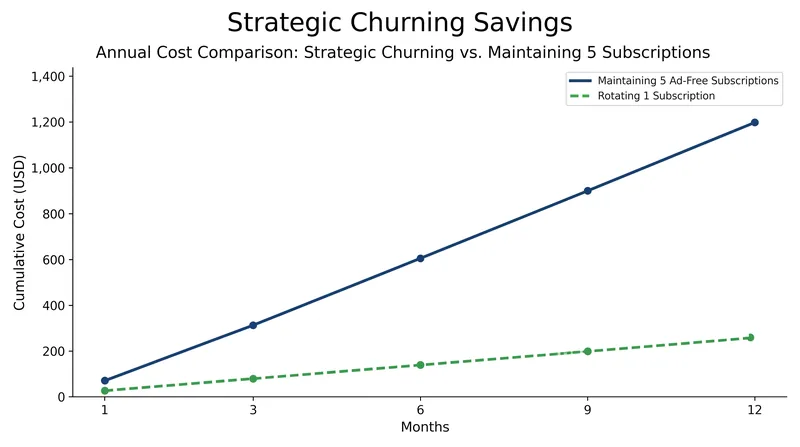 Rotating a single subscription month-to-month can save households nearly $1,000 annually.