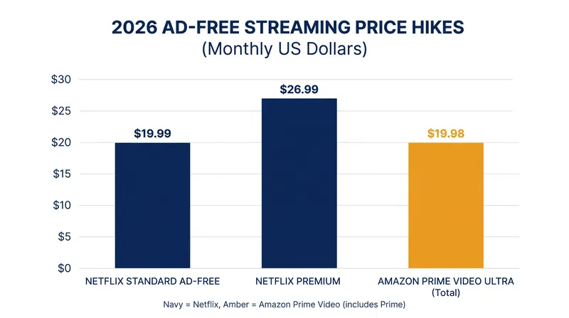 The new cost of uninterrupted viewing across major platforms.
