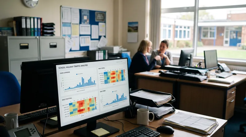 Administrators use digital pass dashboards to monitor hallway traffic and identify behavioral patterns.