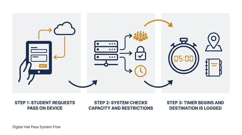 How digital hall pass systems track student movement and enforce hallway capacity limits.