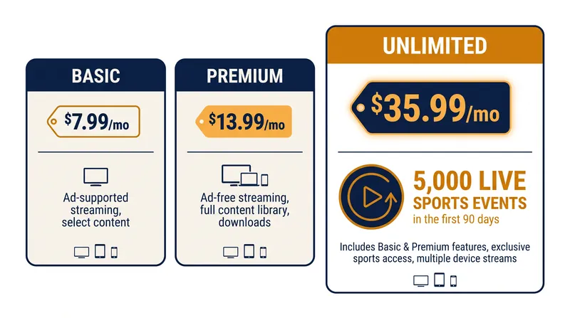 The Unlimited bundle aggregates three major content libraries into one subscription.