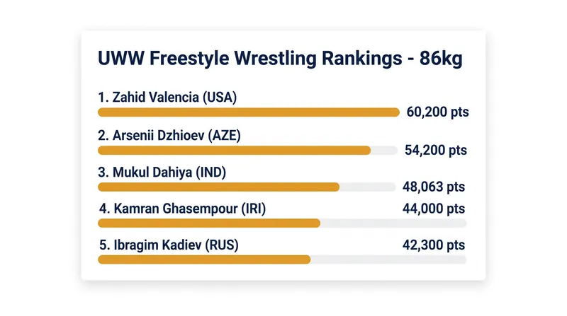 Current UWW 86kg Freestyle Rankings ahead of the Astana World Championships.