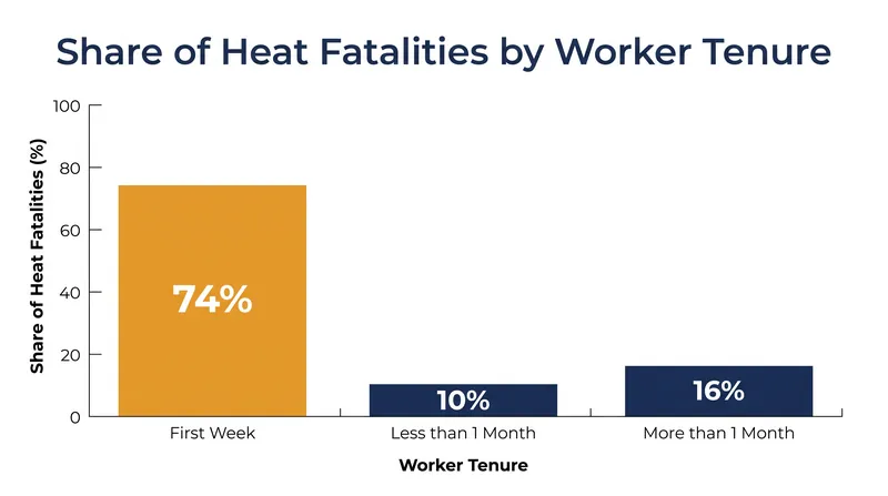 Nearly three out of four heat fatalities occur during a worker's first week, making acclimatization the most critical component of any heat safety program.
