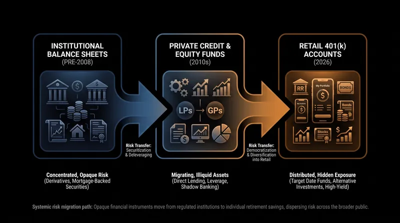 The migration of systemic financial risk over the last two decades.