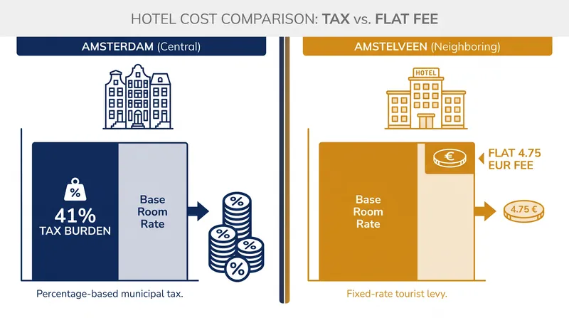 Neighboring municipalities with flat-rate tourist taxes are emerging as cost-effective alternatives to central Amsterdam.