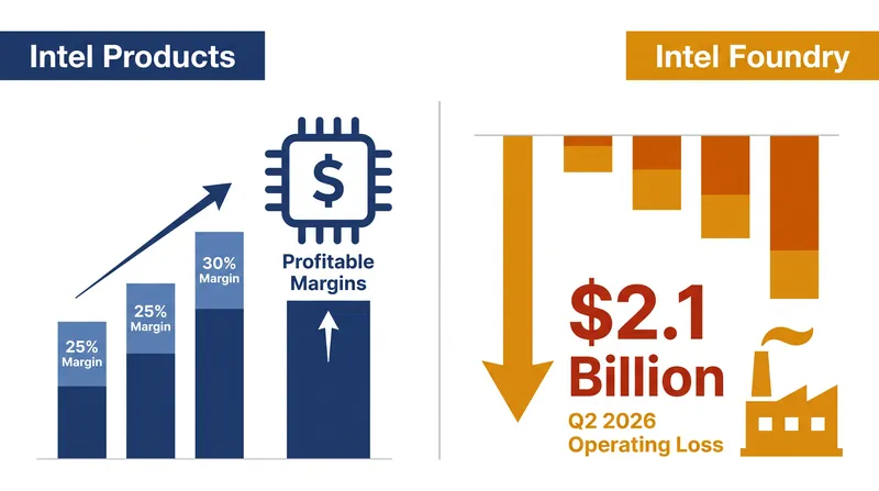 Intel's product division remains profitable, while its foundry operations continue to burn cash.