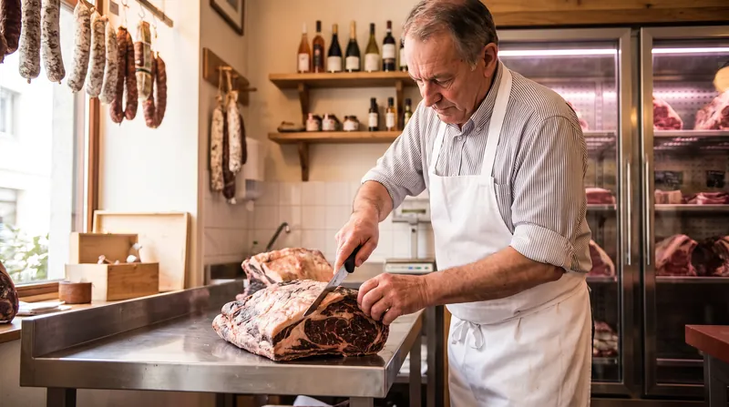 Custom slaughterhouses process a fraction of the volume of industrial plants, allowing for extended dry-aging and careful butchery.