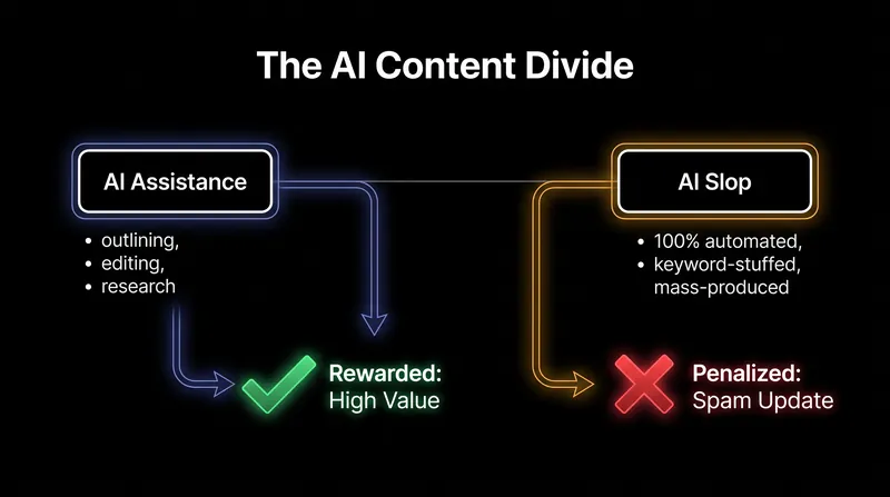 The August update targeted the intent and scale of automated publishing, rather than the mere presence of AI tools.