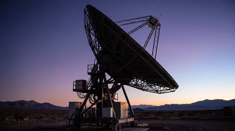 Radio telescopes map the faint microwave afterglow of the Big Bang across the sky.