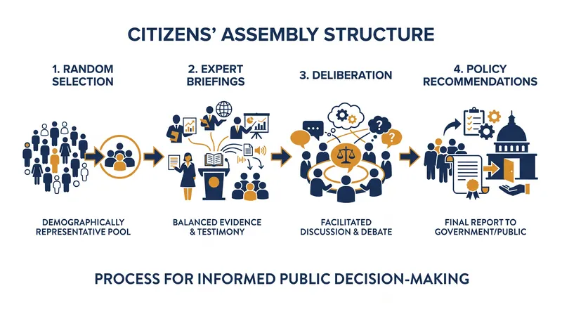 The architecture of a deliberative poll isolates citizens from the daily media cycle to foster consensus.