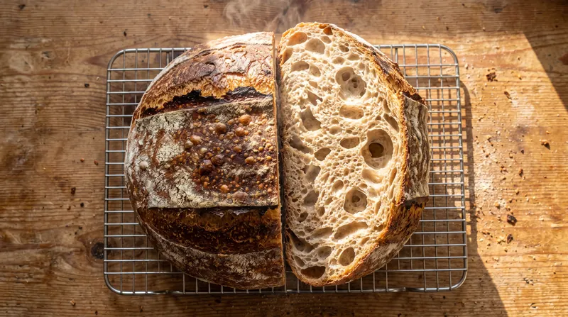 High-hydration, low-knead methods typically produce a more open, irregular crumb structure.