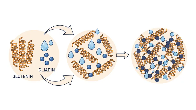 When hydrated, glutenin and gliadin proteins bond to form the elastic matrix known as gluten.