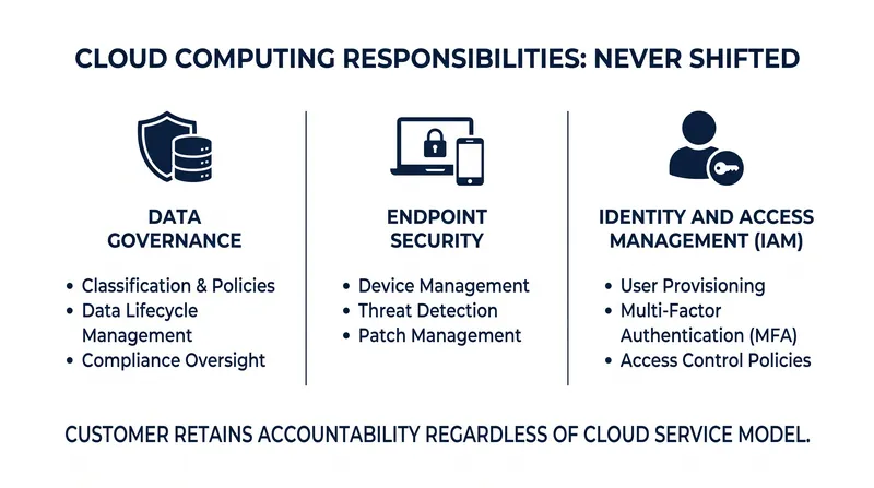 Regardless of the cloud model, data governance and identity management always remain the customer's responsibility.