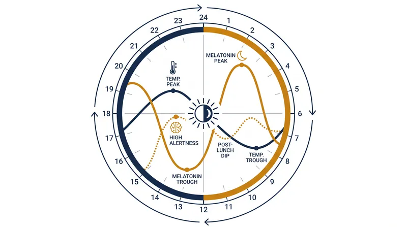 The suprachiasmatic nucleus regulates a complex daily cycle of hormones and temperature that dictates our sleep and wakefulness.