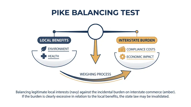 The Pike balancing test determines whether a state law's local benefits outweigh its burden on interstate commerce.
