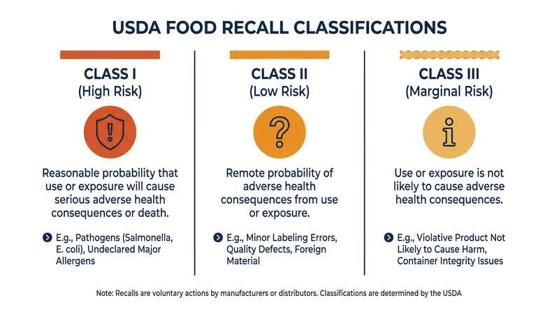 The USDA classifies recalls based on the potential health risk to consumers.
