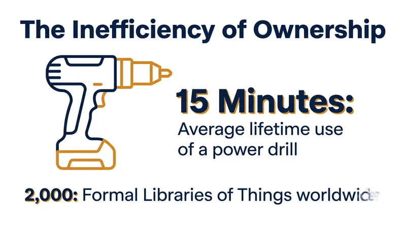 The sharing model targets the inefficiency of purchasing items that sit idle for the vast majority of their lifespan.